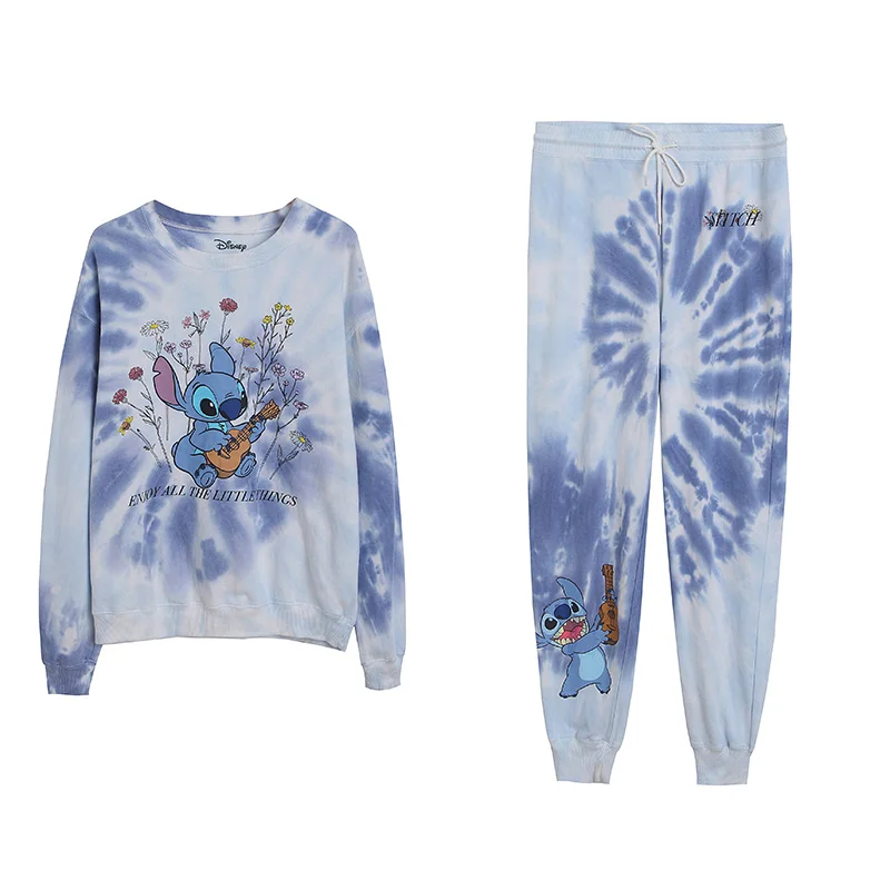 

Модный спортивный костюм с мультяшным принтом тай-дай, круглым вырезом, флисовой подкладкой, свободного кроя, с манжетами, повседневный уличный стиль