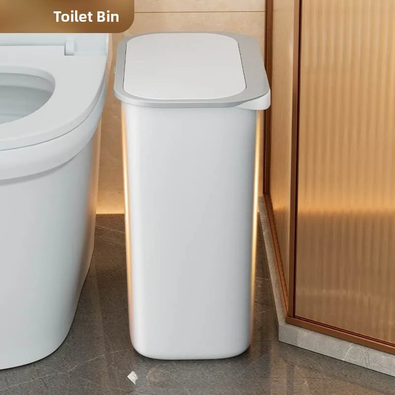 

Thickened Large Capacity Living Room Kitchen Trash Can Home Use Bathroom Narrow Toilet Cover Garbage Can