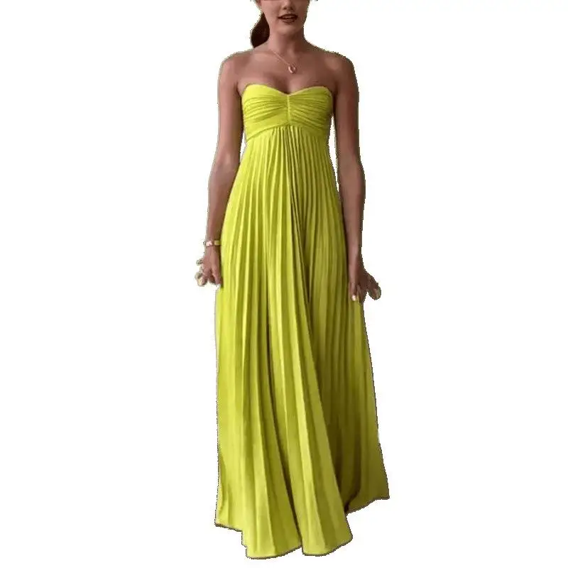 Pure kleur bruidsmeisje Dr 2025 grensoverschrijdend onafhankelijk station Svel geplooide jurk Dames Faion Ci Walk