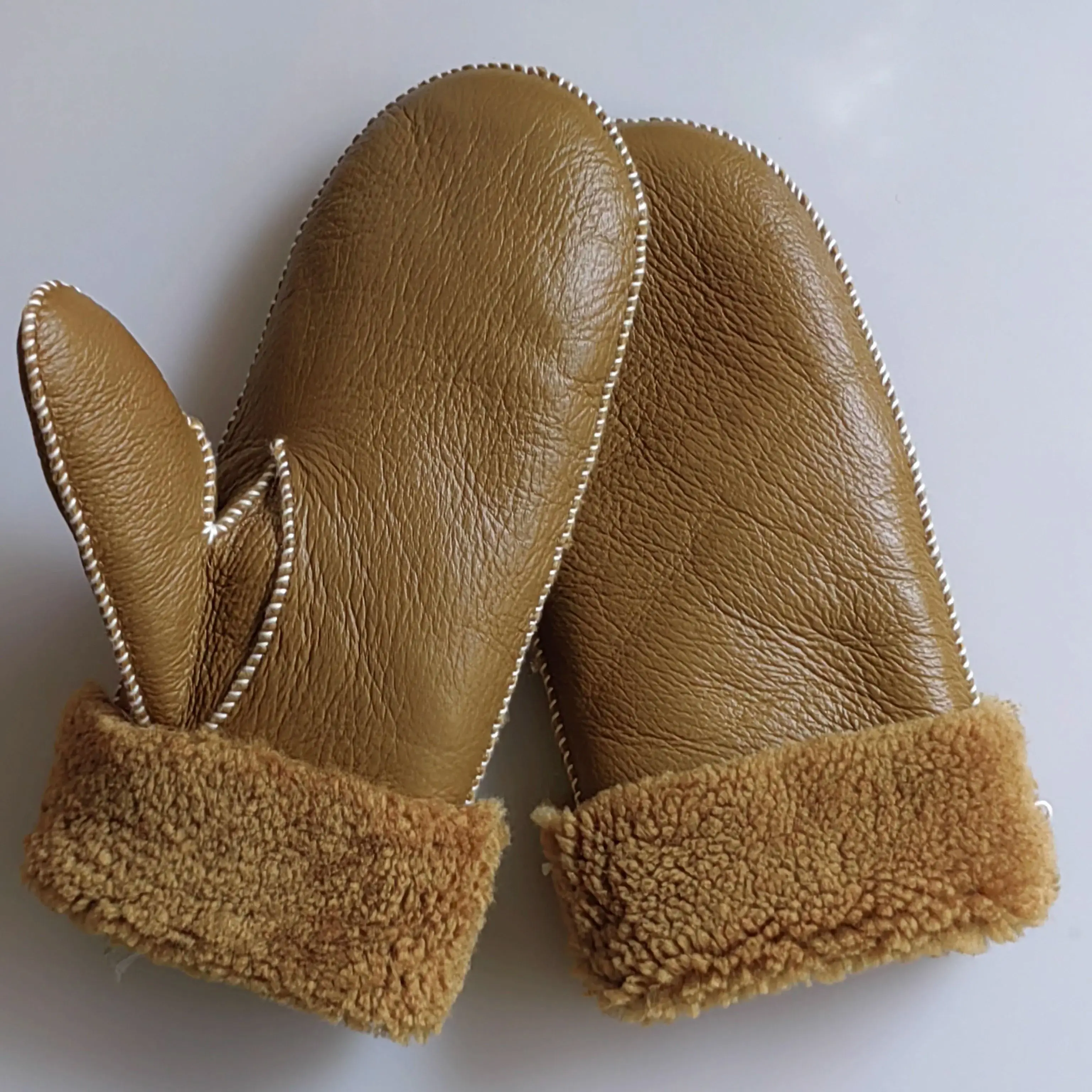 

Women's Autumn Winter Thicken Warm Natural One Piece Wool Fur Leather Glove Winter Brand Wool Fur Mitten R3161