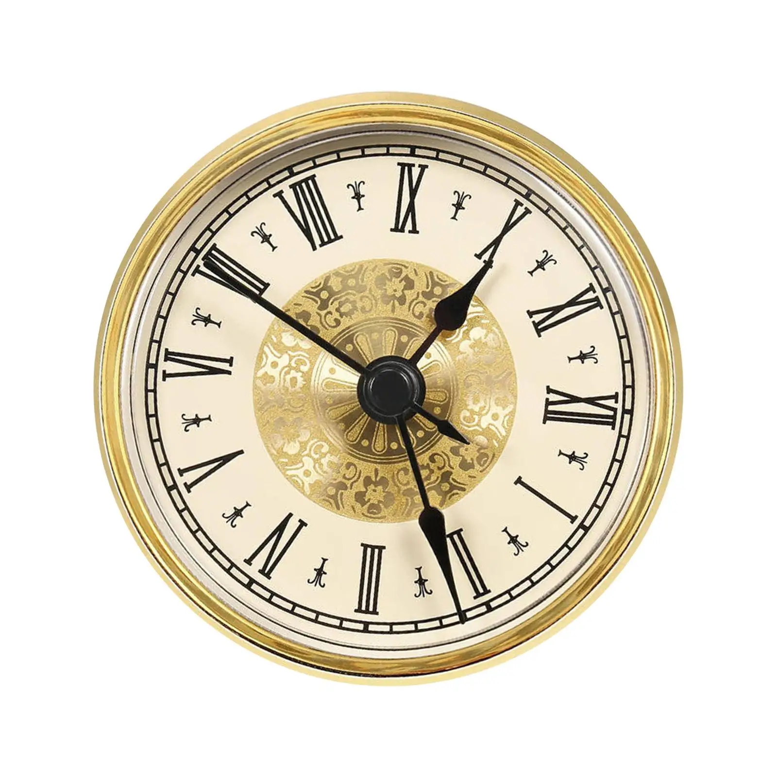 Clock Insert Gold Bezel Classic Miniature Clock Fit up 2.8 inch for Classroom Restaurant Living Room Meeting Rooms Guest Room