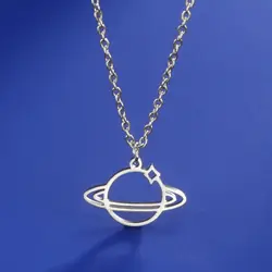 Saturn Planet Star Pendant Necklace for Women Celestial Space Creative Romantic Jewelry Accessories Birthday Gift