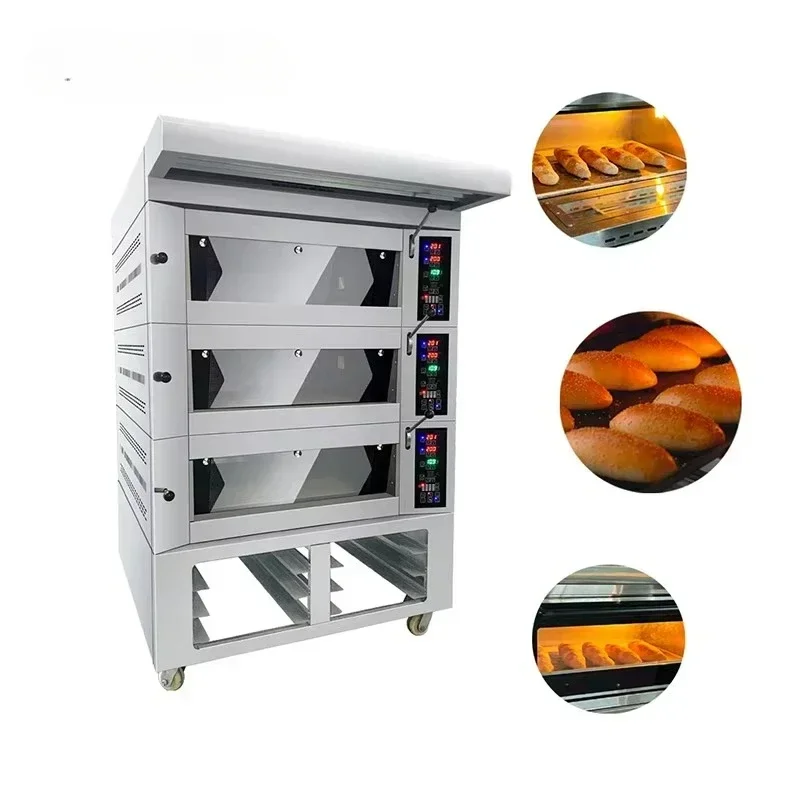 YG New Heating Electric Steam Electric Pizza Single Commercial For Restaurant 3 Deck 9 Trays Baking Deck Ovens For Sale