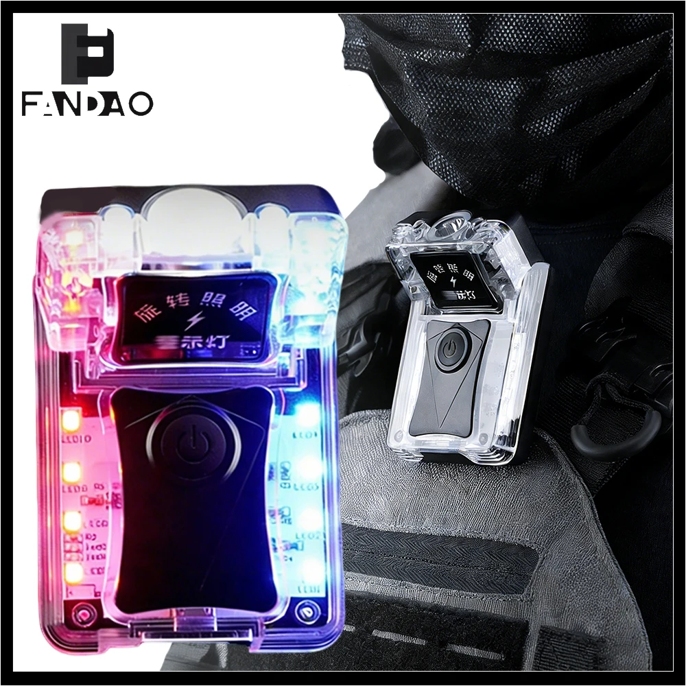 

Tactical Shoulder Light Red Blue Strobe Outdoor Flashlight 60-Degree Rotating Lamp Head Running Light for Cycling Adventure