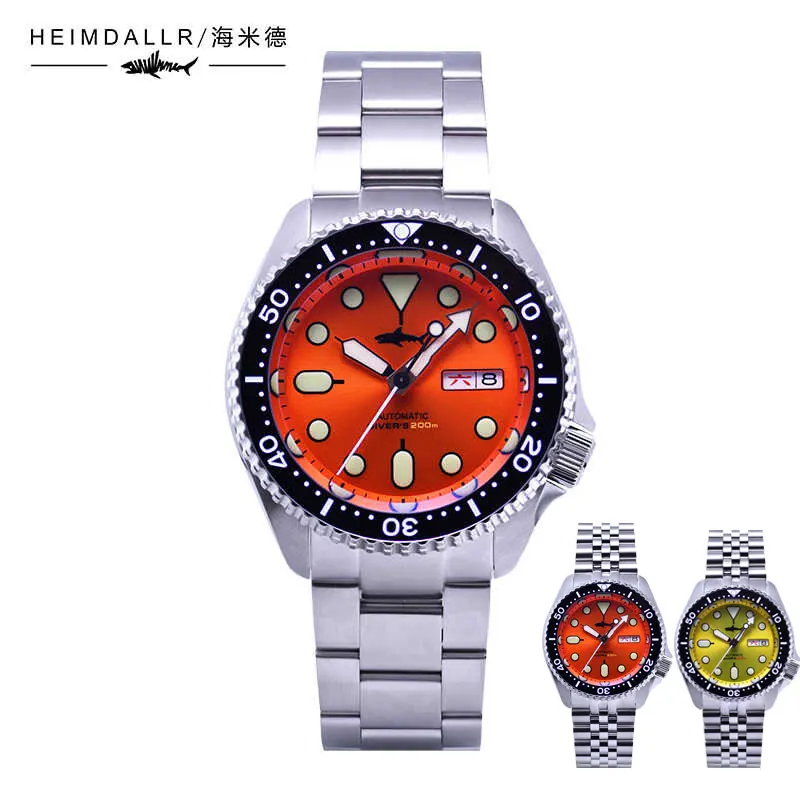 

Heimdallr 44.8mm SKX007 Men's Watch Orange Dial Sapphire Ceramic Bezel NH36A Automatic Movement Stainless Bracelet C3 Luminous