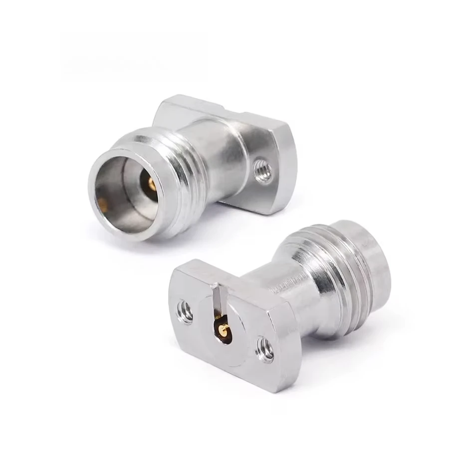 2.4mm Female Solderless PCB RF Connector for CPW Microstrip DC-50GHz with 2 Hole Flange