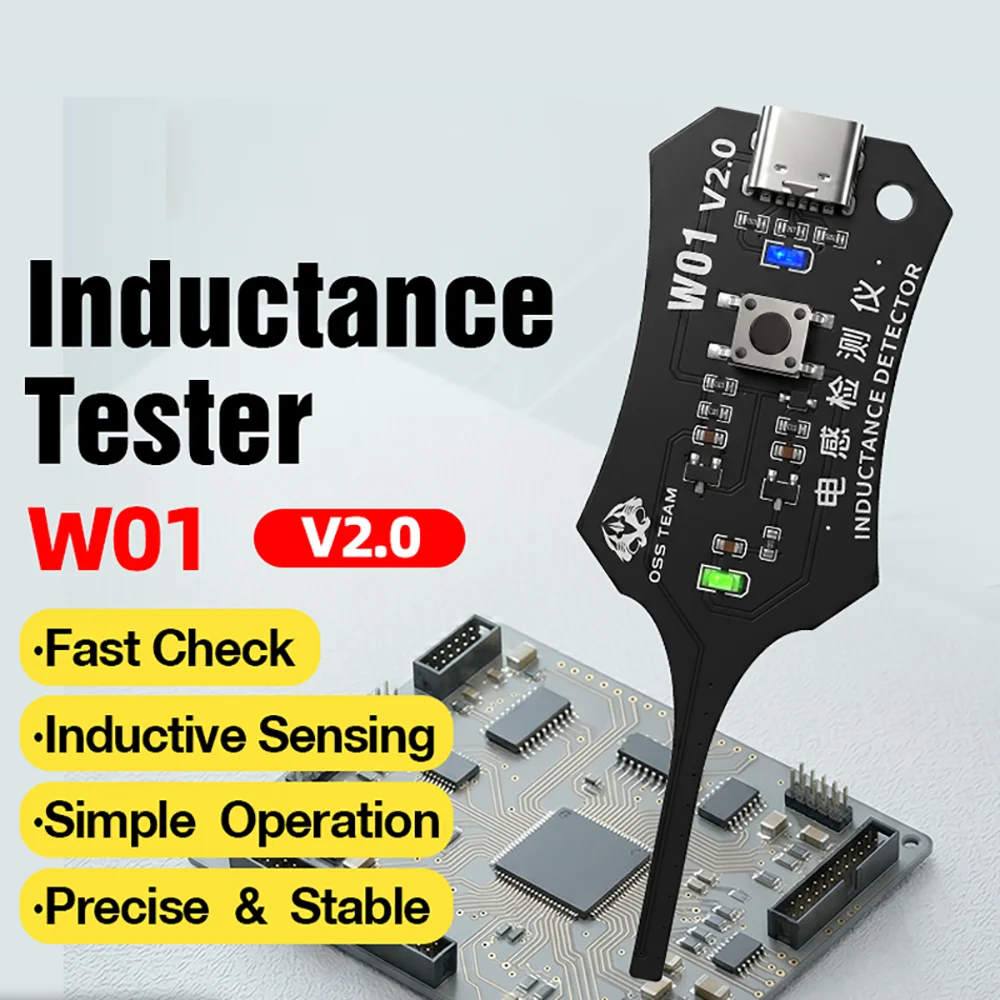 W01/JRR D2 Type-C Inductance Tester Motherboard Coil Tester for Mobile Phone Component Fault Detection and Diagnosis Repair