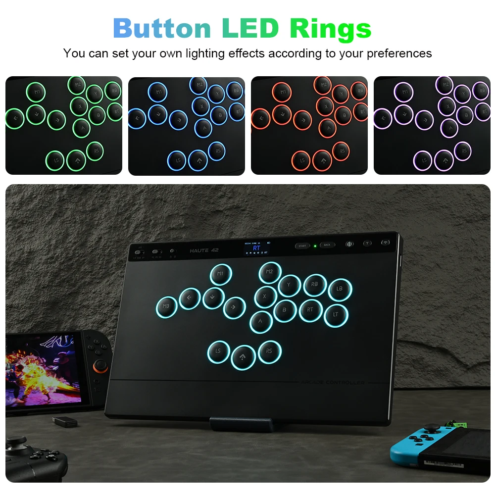 Haute42 W-P1 Tri Mode 2.4G Wireless Touch Screen Leverless Hitbox Controller For PC/PS4/PS5/Switch Stickless Arcade Controller - view 6