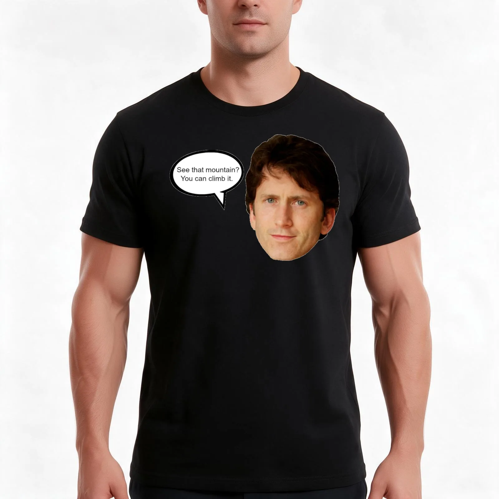 Todd Howard Climbing Mountains T-Shirt, Summer Casual Cotton Tee, Oversized Streetwear Tops, Vintage Graphic Print, 100% Cotton