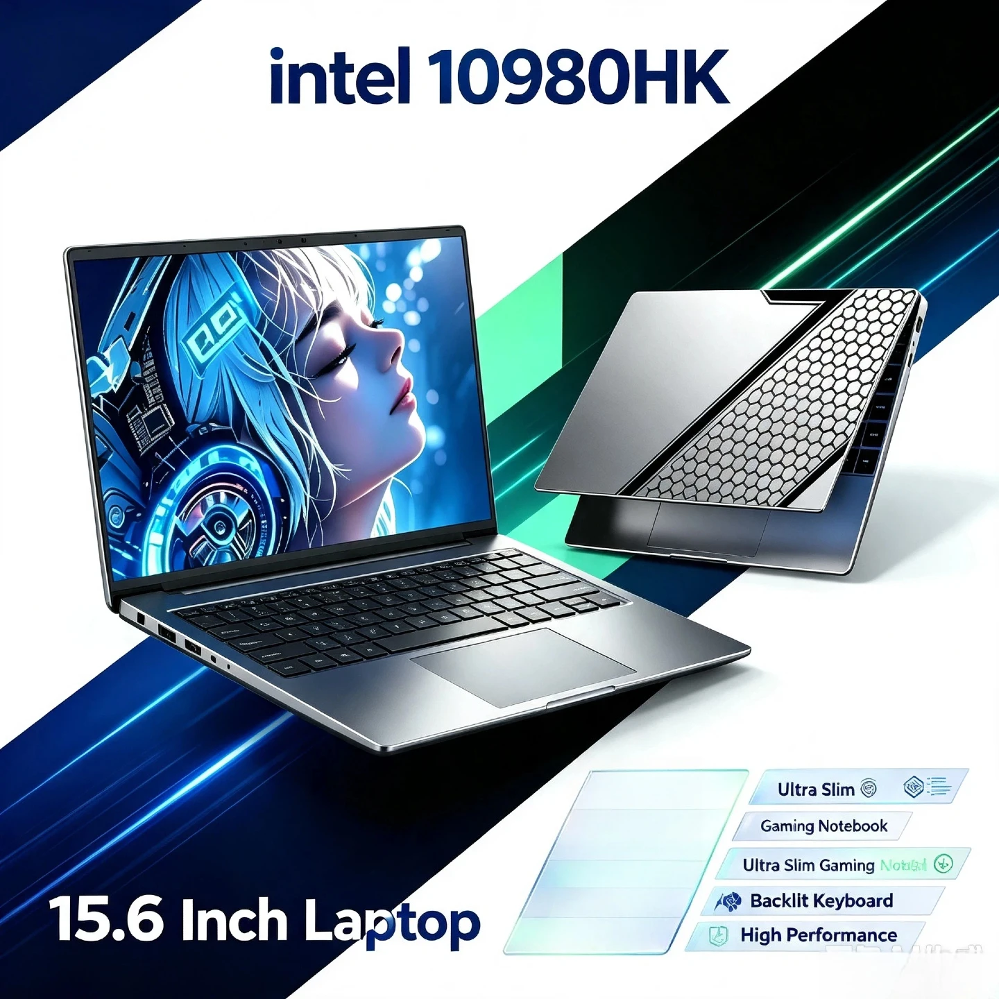 i9-10980HK 8C 16T 4.8GHz 24MB Cache UHD 630 16GB 2TB SSD Ultra Slim Laptop Backlit Keyboard Fingerprint High Performance