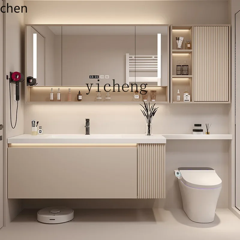 n1 Bathroom Cabinet Combination  Stone Plate Seamless Ceramic Bathroom Simple Wash Face Handheld Transceiver Pool Basin
