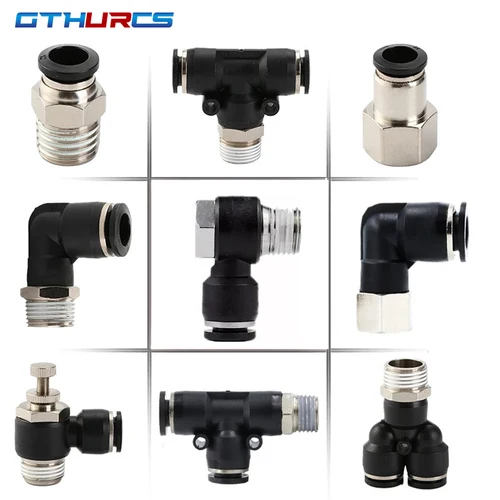 Imagen 2 del producto Conector de aire neumático PC/PCF/PB/PD/PH/PL/PLF/PX/SL 4mm 6mm 8/10mm rosca 1/8 1/4 3/8 1/2 accesorios de manguera de plástico negro
