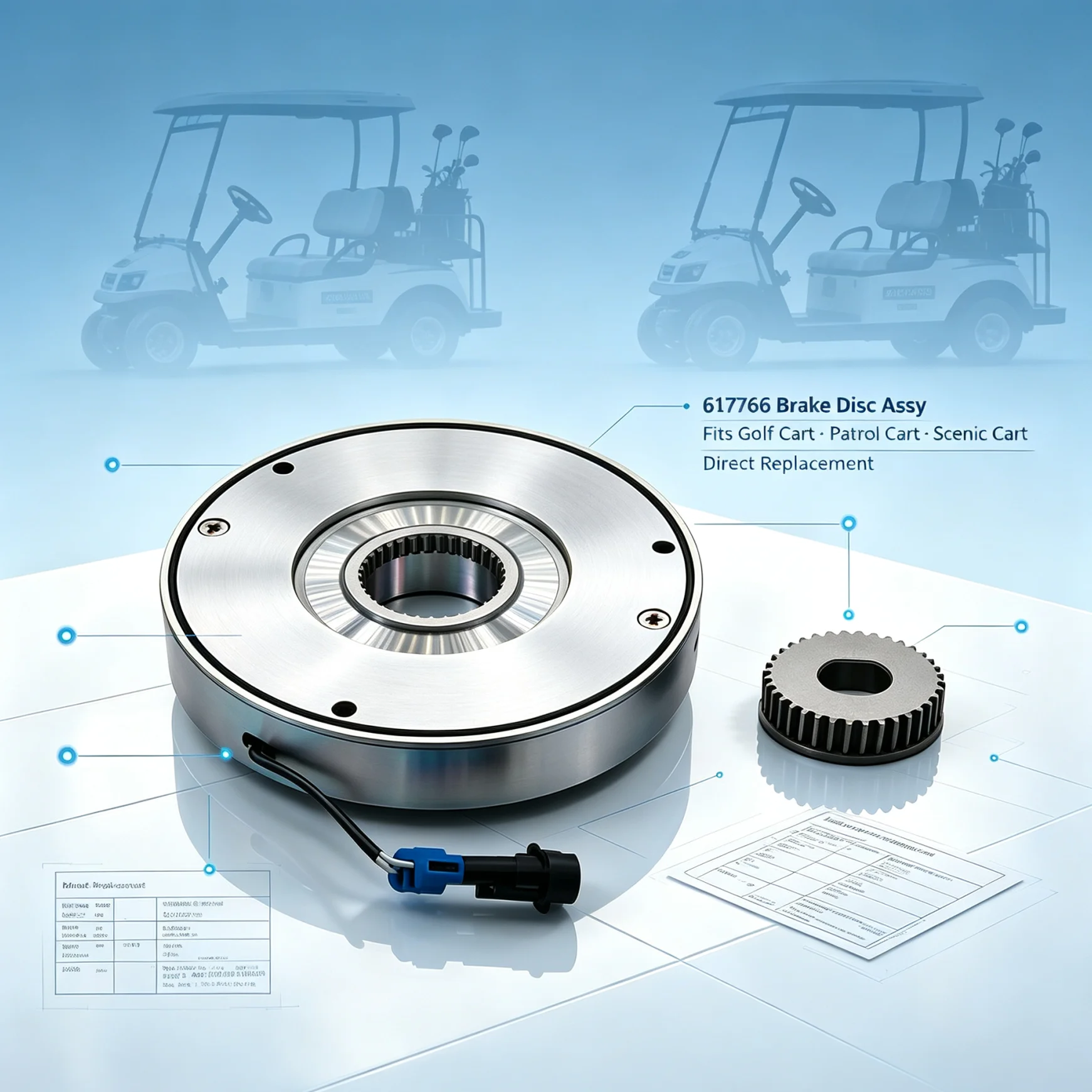 `617766 New Electric Motor Brake Disc Assy for EZGO RXV 2008‑UP 48V Golf Cart Replace OEM 617766 Electric Brake Assembly`