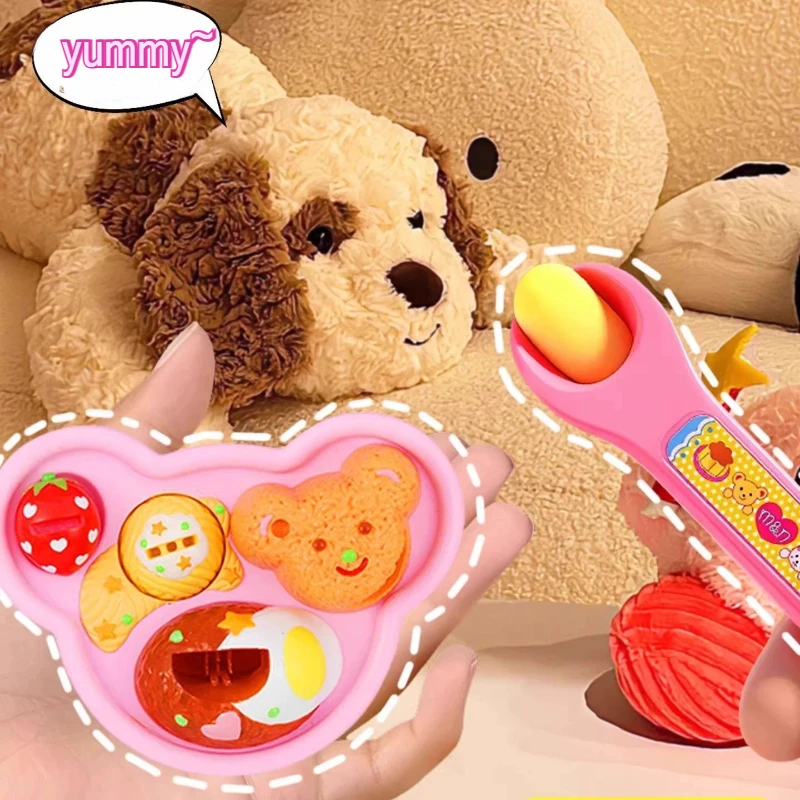 Bear Bento Jelly Pudding Feeding Toy Set Interactive Kitchen Pretend Play for Toddler Parent-Child Educational Food Toy for Kids