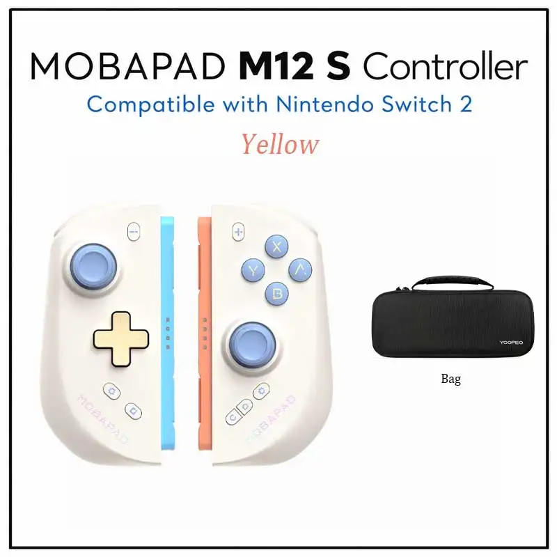 Mobapad M12-S-controller voor de Nintendo Switch 2, een gesplitste gamepad met mechanische knoppen en TMR-glijders voor de NS 2-console.