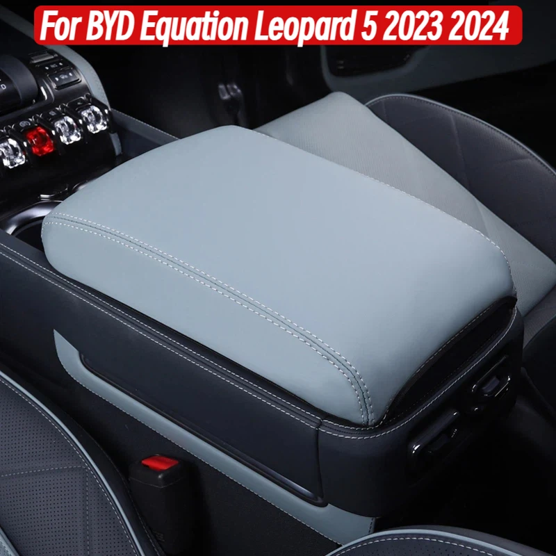 For BYD Equation Leopard 5 2023 2024 Car Armrest Box Cover Interior Central Armrest Protection Gear Leather Pad Accessories