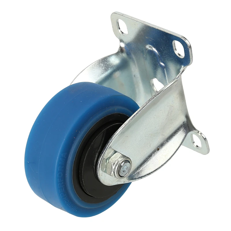 Rodízios de borracha macia de baixo perfil de 3 polegadas - Roda fixa de bala azul Mini design rígido silencioso para carrinhos