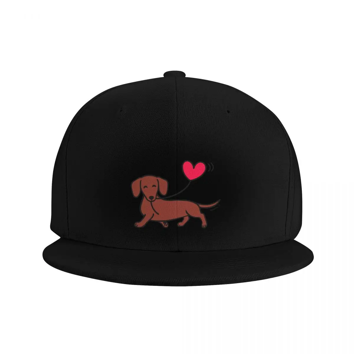 Red Smooth Dachshund Heart Balloon Baseball Cap Trucker Hat Golf Hat Golf Wear Men Women's