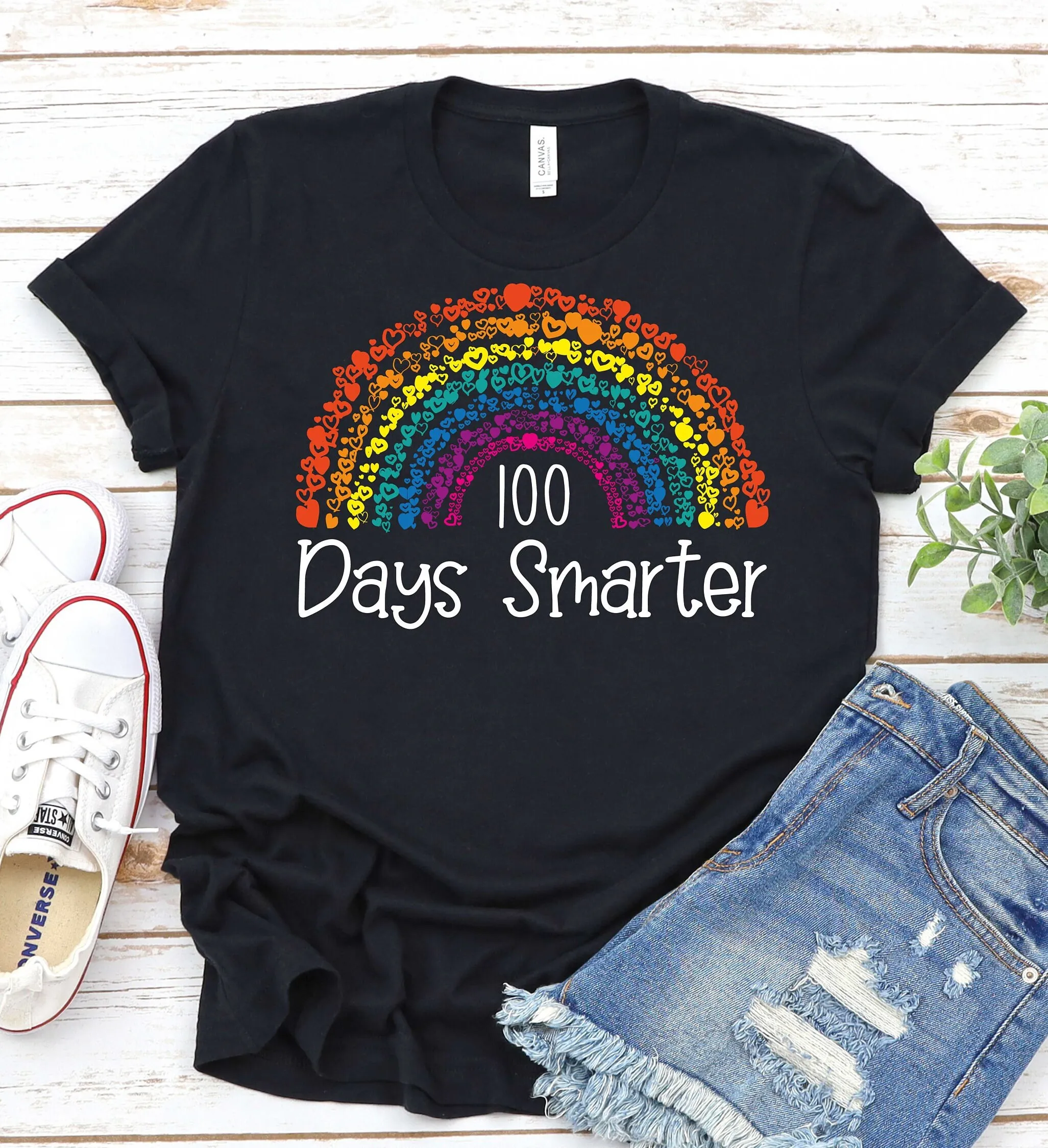 100 Days Smarter T Shirt 100Th Day Of School Teacher Appreciation Rainbow Paraprofessional