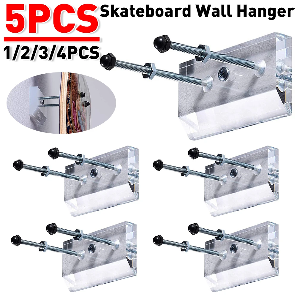 1-5 pezzi appendiabiti da parete per Skateboard supporto da parete per Skateboard supporto da parete per Skateboard in acrilico per gli amanti dello