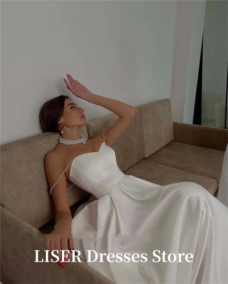 Liser Sweetheart A-Line Simple Wedding Dresses Silk Satin Customized Elegant Long Bridal Gowns Robe de mariée For Bride Women