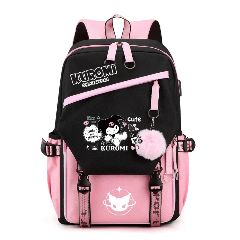 

Sanrio Kuromi Cinnamoroll Series Kawaii Cartoon Backpack Primary And Middle School Students Large Capacity Waterproof Schoolbag