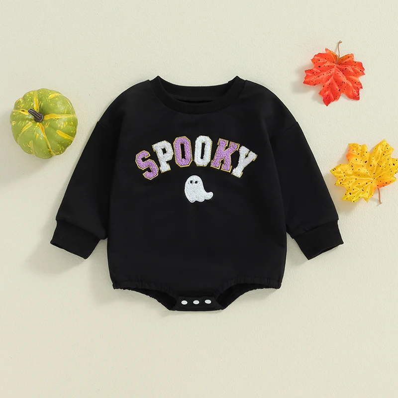 Cute Toddler Pumpkin Print Hooded Romper with Long Sleeves and Zipper Closure for Halloween Costume Party