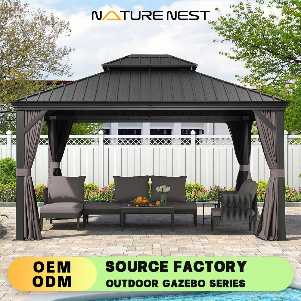 Pergola Sun Room Gazebo Garden 12' X 14'Modern Balcony Awning House Awning Patio Backyard Deck Lawns Greenhouse solar shed