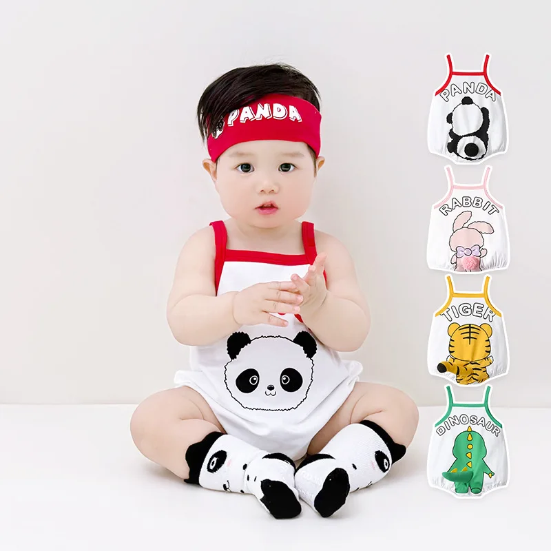 Kawaii Summer Baby Clothes Bodysuit Boy Girl Infant Cartoon rabbit Panda Dinosaur Sleeveless Newborn Romper Onesie Baby Jumpsuit