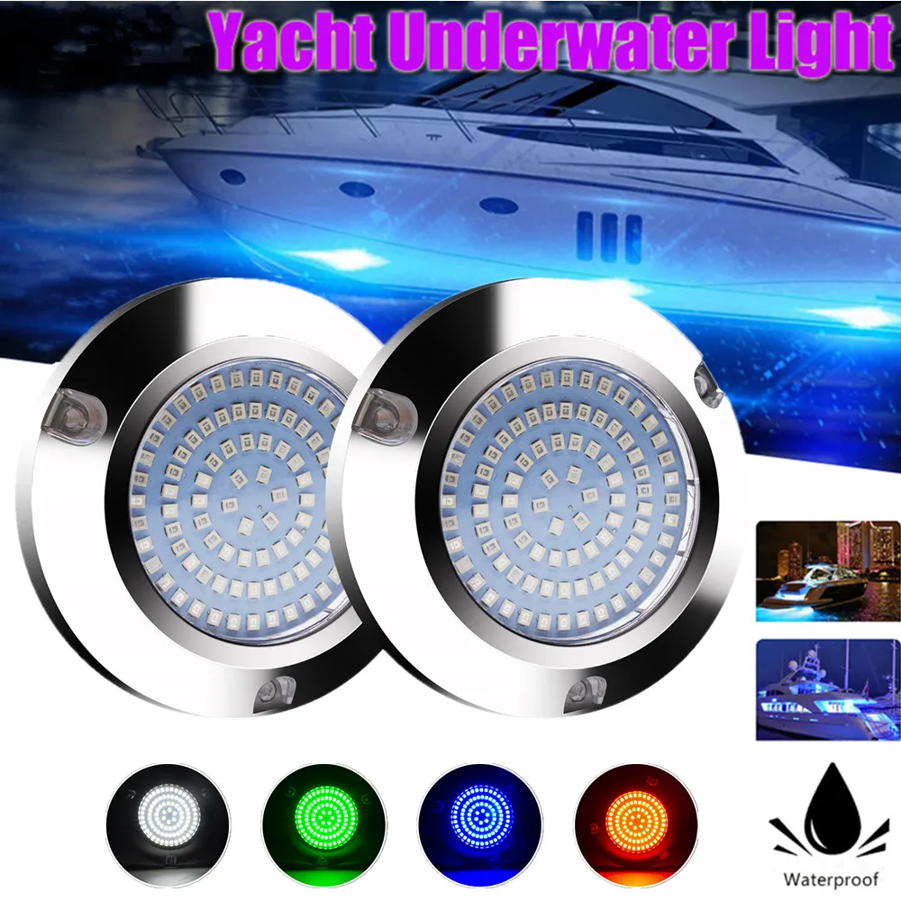 2PCS LED Yacht Boat lights pontoon transom light for Car Roof/Side /Dock/ ATV 90LED Underwater Light Yacht Waterproof 12-30V