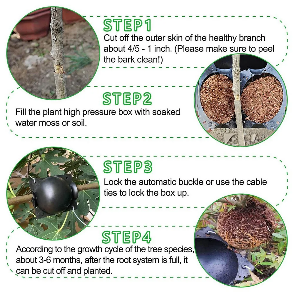 

ABFS 10Pcs Reusable High Pressure Roots Ball Plant Rooting Growing Box For Plants Garden Tool Planting