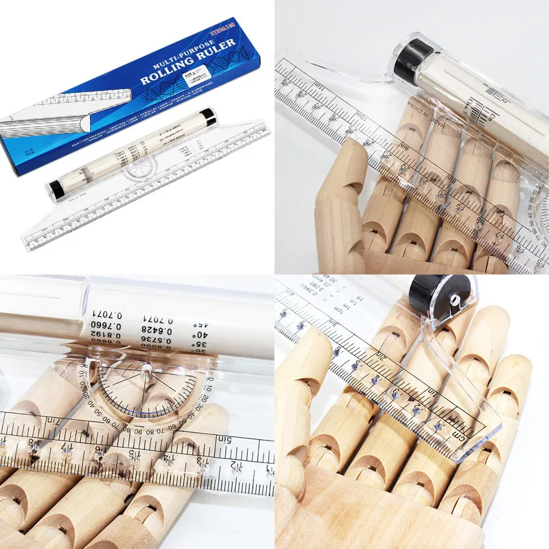 Imagem -02 - Angles Line Ruler 15cm 30cm Multi-function Desenho Ferramenta Roll Draw Ruler Metric Rolling Ruler Clear Parallel Rolling Ruler