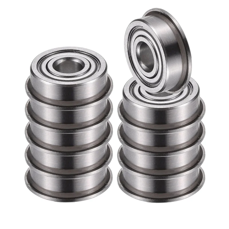 

10PCS F605ZZ 5x14x5mm Double Metal Shield Single Row Flanged Ball Bearings Deep Groove Ball Bearings Silver Tone - Pack of 10