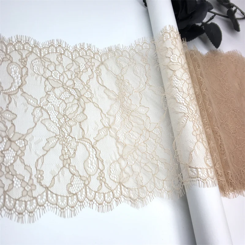 Chantilly Lace Trim Dusty-Rose Eyelash Lace Fabrics DIY Clothes Sewing Crafts Beige French Embroidered Lace for Needle Work