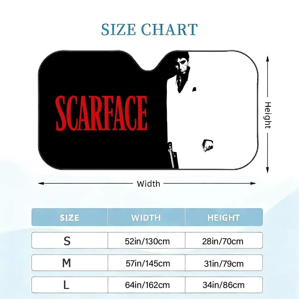 Whimsical Classic Movie S-Scarface Sun Visor Reflective Car Windshield Sun Visor Anti-UV Heat Insulation Reusable Sun Shade