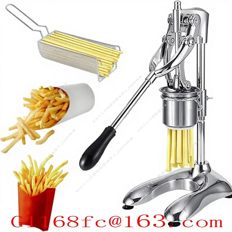 Manual French Fry Machine, Stainless Steel French Fry Press, 12 Hole French Fry Basket, Household and Commercial Snack Machine