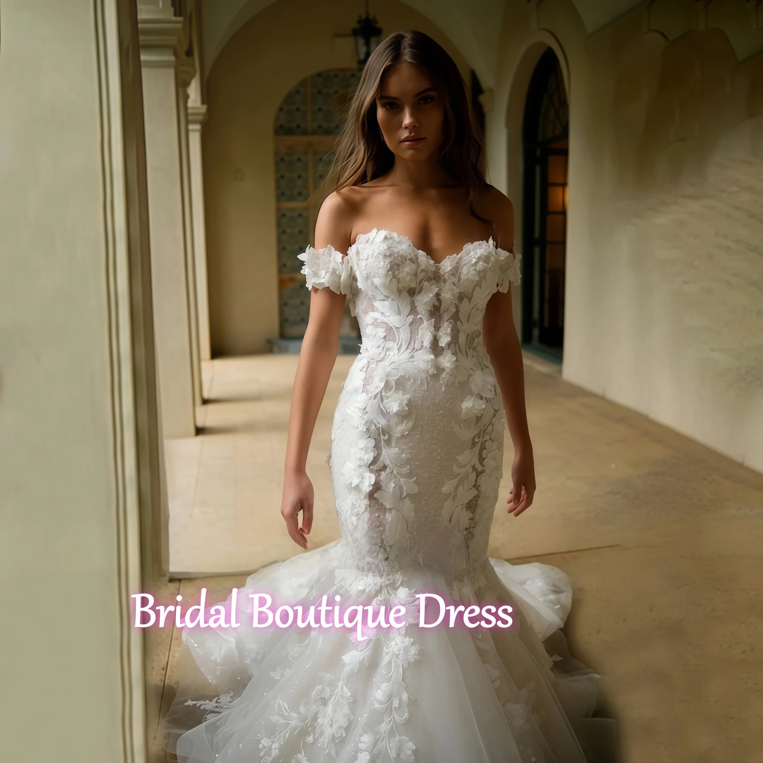 Vestidos De Novia Mermiad sexys con apliques De flores en 3D exquisitos personalizados 2026 Vestido De Novia con hombros descubiertos Vestido De Novia para mujer