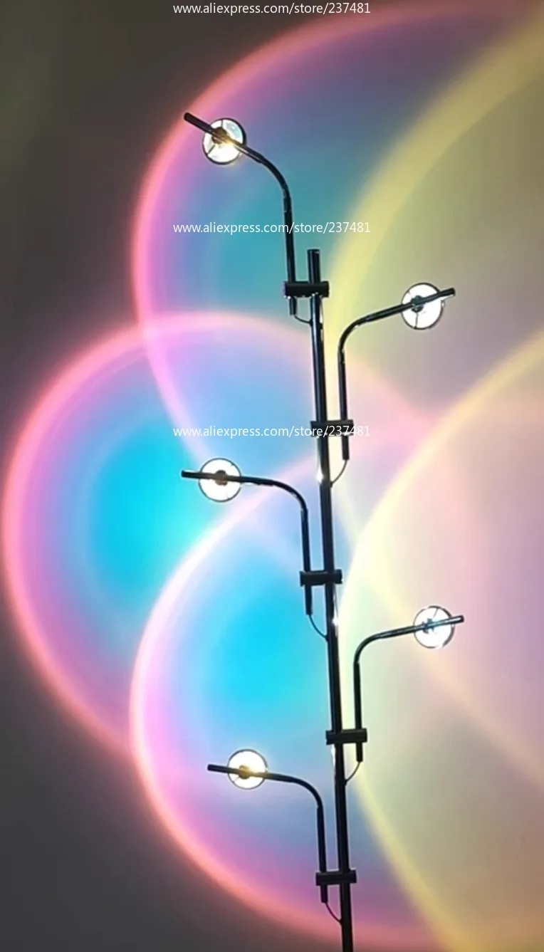 Modern Sunset Floor Lamp with 7 Colored Films & Angle Rotating, Mood Standing Lamp for Living Room Bedroom Hotel Decor Lighting