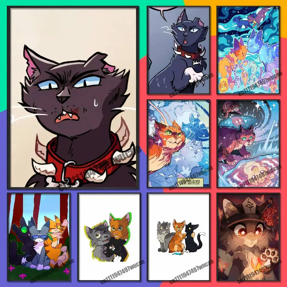 For Novel Series W-Warriors Cats Poster Cover Wall Murals Home Custom Self-adhesive Decoration Sticker Playbill Film
