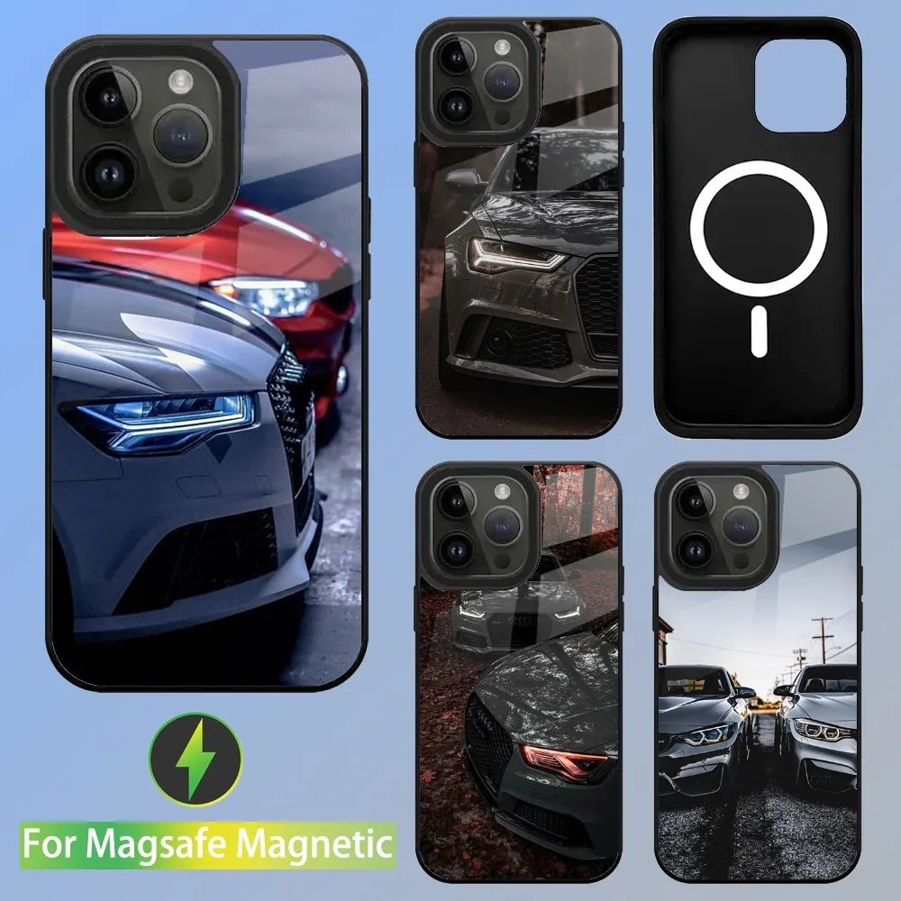 

A-Audis R-S car Phone Case For iPhone 15,14,13,12,11,Plus,Pro,Max Mini Magsafe Magnetic Wireless Charging