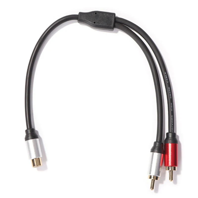 Cable adaptador divisor RCA Y macho To2 hembra de alta calidad, enchufe chapado en oro para amplificador de altavoz, sistema de sonido, Cable de Audio de 0,25 m