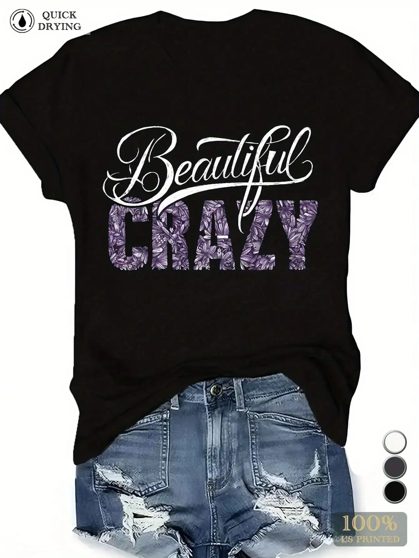 Женская спортивная футболка с коротким рукавом Beautiful Crazy 150 г