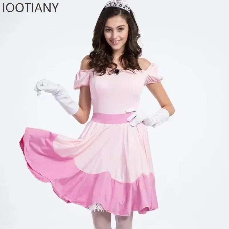 CosplayHalloween المرأة الخوخ الأميرة زي حفلة عيد ميلاد فستان وردي الزي خرافة الملكة المرحلة تأثيري فستان بتصميم حالم حفلة