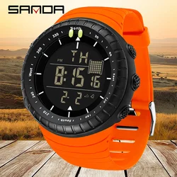 SANDA New Fashion Sports Men's Electronic Watch LED Alarm Clock Multi functional Night Light Waterproof Men's Watch Reloj Hombre