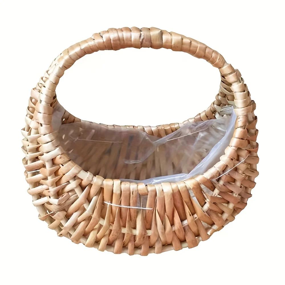 Handwoven  Shape Basket, Wicker Rattan Flower Basket Wicker Picnic Bask  Decorative Flower Basket Natural Woven  Basket, Wedding