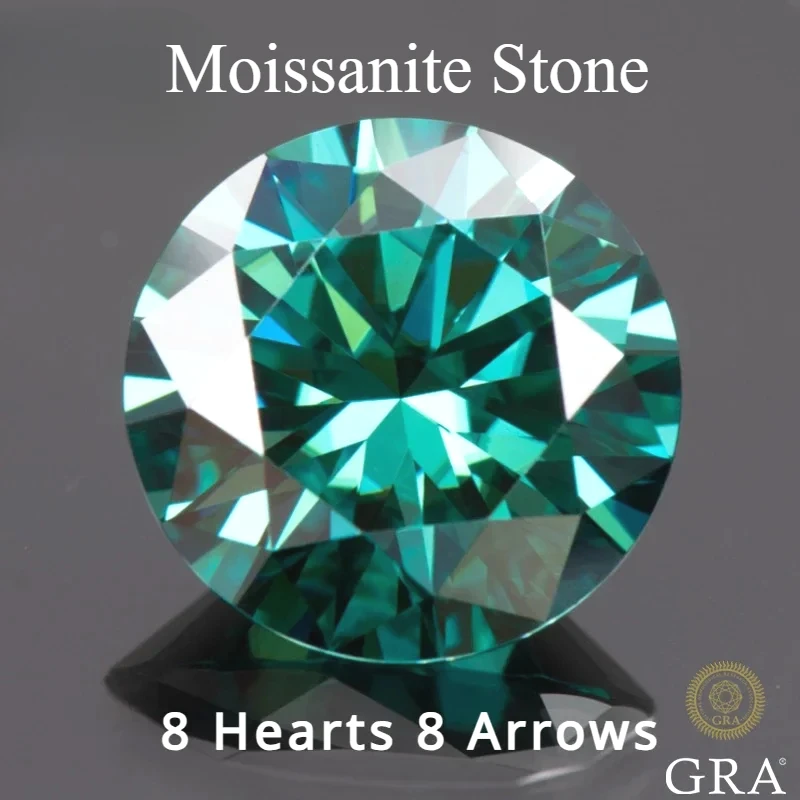 

Moissanite Stone Round Cut Natural Green Color 8 Hearts 8 Arrows Lab Grow Diamond Charms Jewel Making GRA Authentication