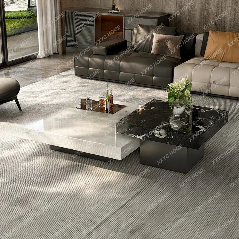 

Marble coffee table imported natural luxury stone Kari ice jade table light luxury high-end square suspended coffee table