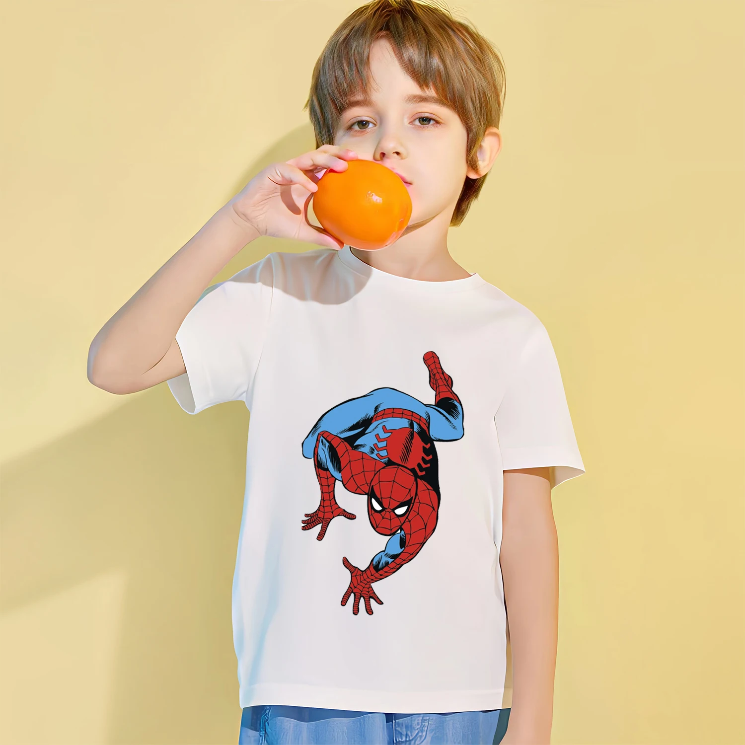 Summer New Spider-Man Printed Cotton T-Shirt Children's Casual Breathable Tops Boys And Girls Comfortable Sportswear 4-14 Years