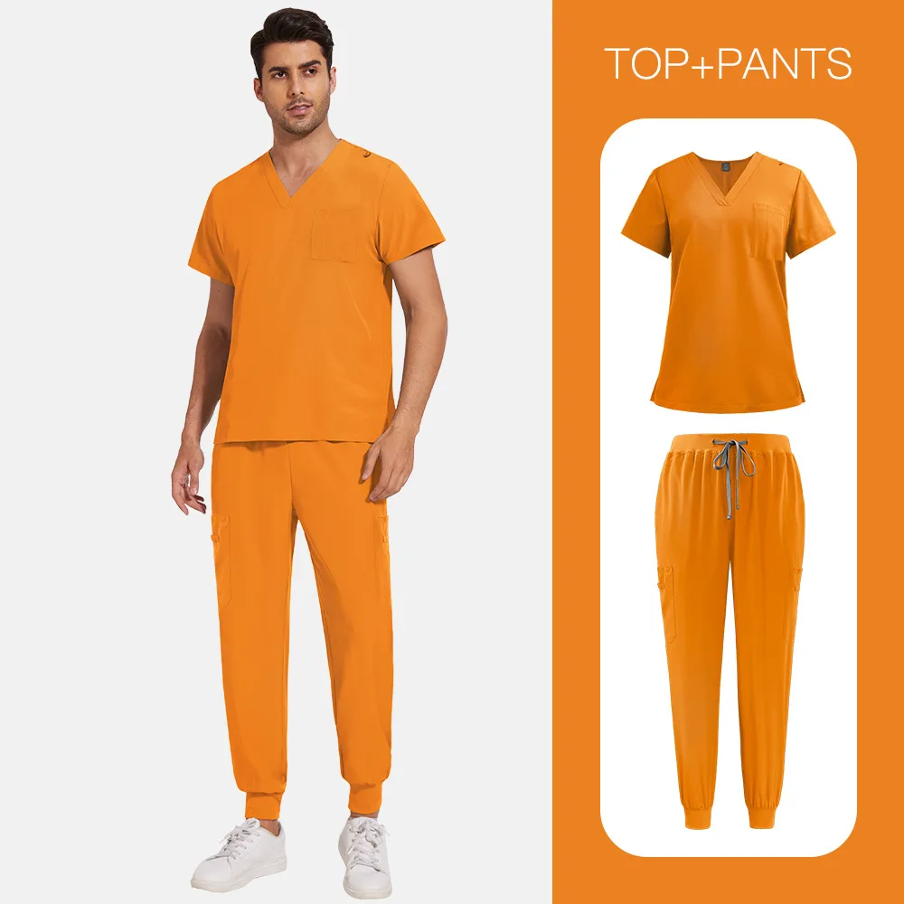 Mannen Medische Scrubs Sets Vrouwen Uniformen Slim Fit Ziekenhuis Verpleegsters Accessoires Tandheelkundige Kliniek Schoonheidssalon Spa Lab Werkkleding Kleding
