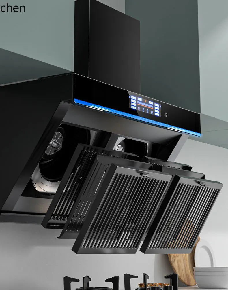 LXC Dual Motor Range Hood Frequency Conversion Large Suction Fume Separation Household Kitchen Side Smoke